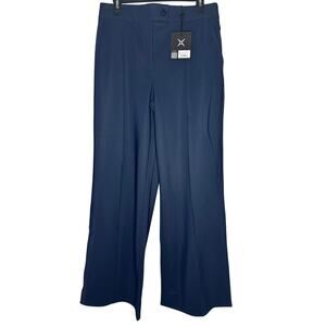GSTO Wide Leg Pintuck Straight Leg Dressy Pants Color Navy Blue Size 10